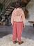 Sweat fille à capuche en sherpa écru+rose poudré - vertbaudet enfant 