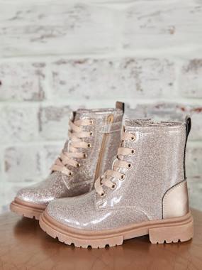 -Bottines enfant fille synthétique lacées et zippées