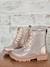 Bottines enfant fille synthétique lacées et zippées or - vertbaudet enfant 