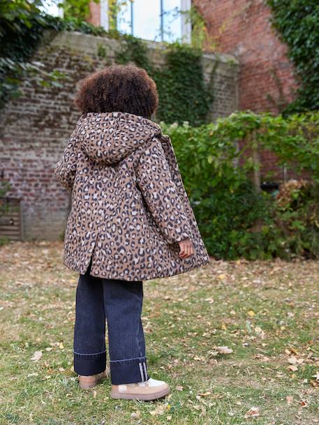 Manteau fille à capuche drap de laine léopard marron - vertbaudet enfant 