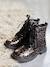 Bottines enfant fille vernies synthétique zippées noir+noir imprimé - vertbaudet enfant 