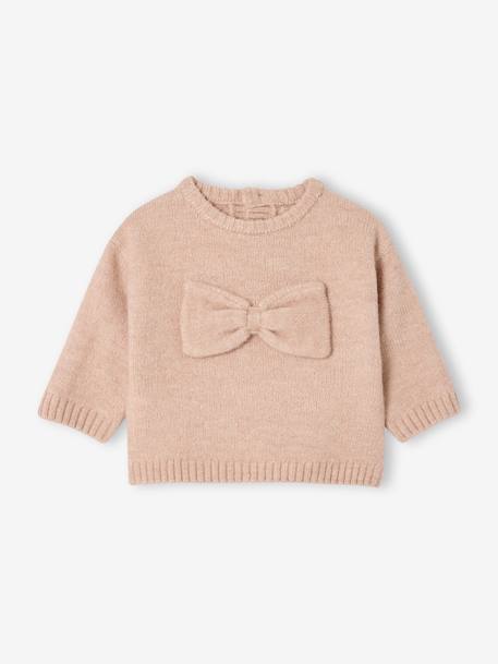 Knitted baby jumper with 3D bow rosy - vertbaudet enfant 
