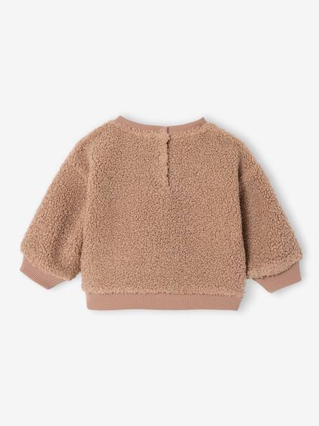 Sweat bébé en sherpa noix de pécan+vert - vertbaudet enfant 