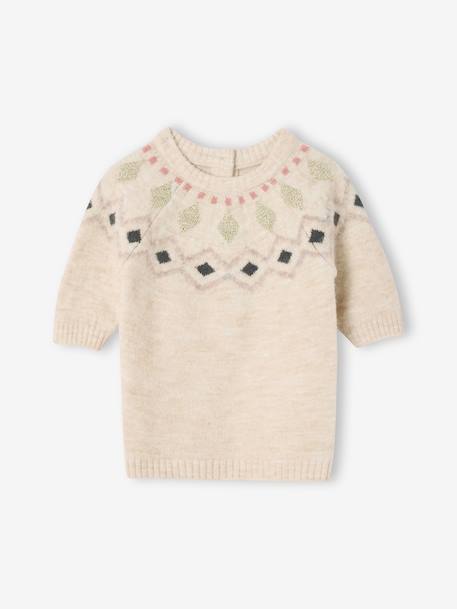 Baby dress in jacquard knit vanilla - vertbaudet enfant 