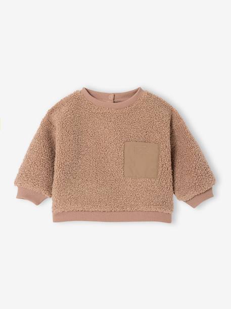 Sherpa sweatshirt for babies green+pecan nut - vertbaudet enfant 