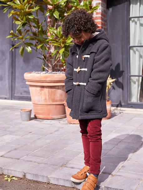 Duffle-coat garçon en drap de laine doublé sherpa gris chiné+marine - vertbaudet enfant 