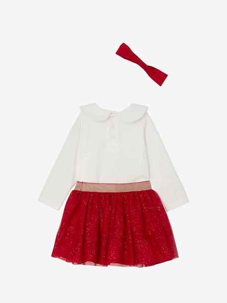 Baby girl set T-shirt skirt band for head accessories for hair Christmas gift box red - vertbaudet enfant 