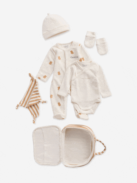 Ensemble naissance 6 pièces avec valisette maternité écru - vertbaudet enfant 