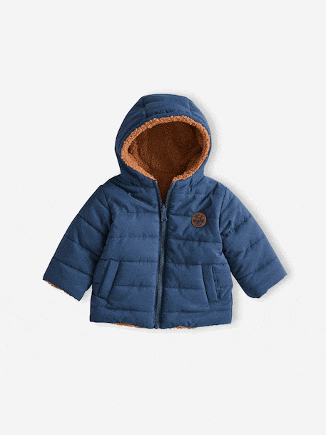Reversible Hooded Lightweight Jacket for Girls navy blue - vertbaudet enfant 