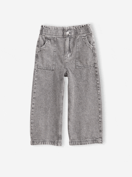 Wide Leg Carpenter Jeans for Girls denim grey+light blue+medium blue - vertbaudet enfant 