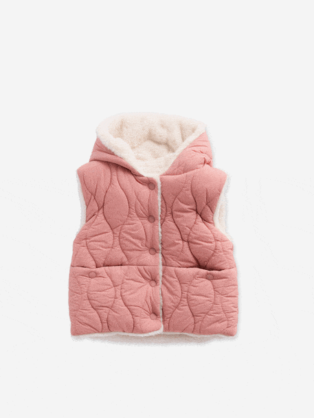 Reversible Lightweight Jacket for Girls dusky pink - vertbaudet enfant 