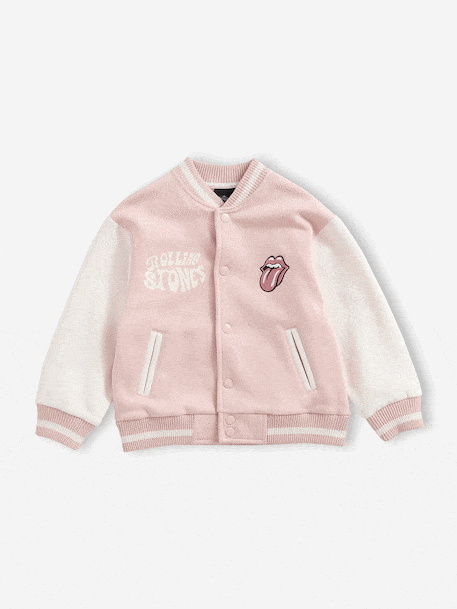 Rolling Stones bomber jacket for girls pale pink - vertbaudet enfant 