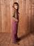 Wide-Leg Fleece-Effect Corduroy Dungarees for Girls fir green+mauve - vertbaudet enfant 
