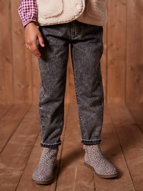 Girls-Jeans-Mom Fit Jeans with Heart-Shaped Pockets on the Back, for Girls