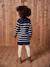 Knitted Striped Dress for Girls ecru+navy blue - vertbaudet enfant 
