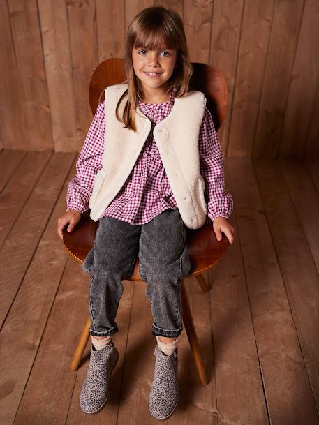 Sleeveless Sherpa Jacket for Girls green+vanilla - vertbaudet enfant 