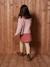 Buttoned Corduroy Skirt with Fancy Bow navy blue+old rose - vertbaudet enfant 