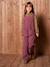 Wide-Leg Fleece-Effect Corduroy Dungarees for Girls fir green+mauve - vertbaudet enfant 