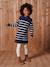 Knitted Striped Dress for Girls ecru+navy blue - vertbaudet enfant 