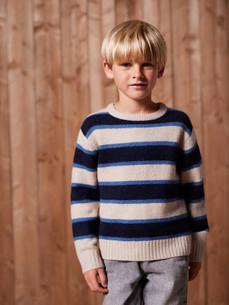 Fluffy Jumper for Boys marl white - vertbaudet enfant 