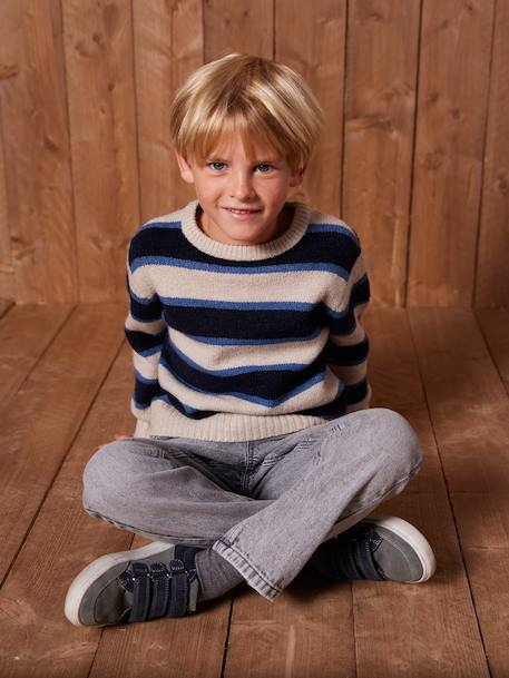 Fluffy Jumper for Boys marl white - vertbaudet enfant 