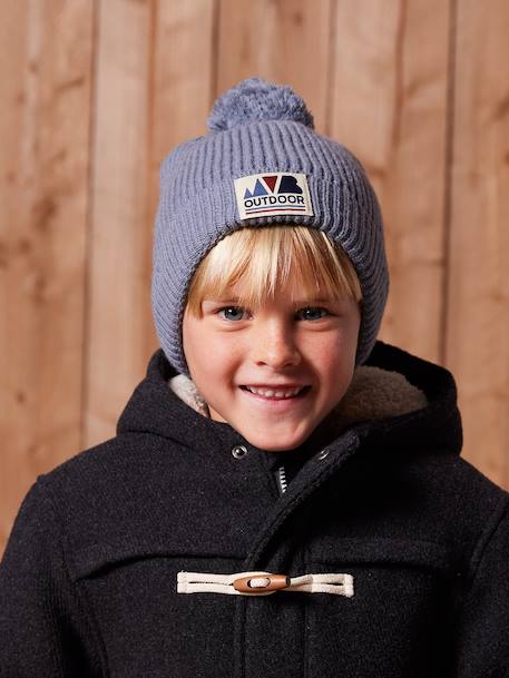 Boys' beanie + snood + mittens/gloves 'Outdoor' set grey blue+khaki - vertbaudet enfant 