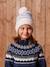 Ensemble rayé fille bonnet + snood + moufles/gants vanille - vertbaudet enfant 