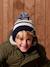 Striped set for boys: beanie + snood + mittens/gloves ecru - vertbaudet enfant 