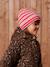 Girl's striped set: beanie + snood + mittens/gloves blush - vertbaudet enfant 