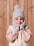 Ensemble fille bonnet, snood, gants en maille fantaisie gris chiné+ROSE - vertbaudet enfant 