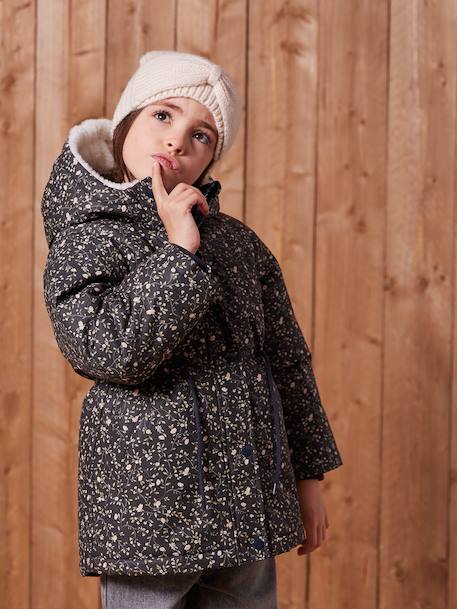 Rib Knit Beanie with Fancy Bow, for Girls cinnamon+marl beige+old rose - vertbaudet enfant 