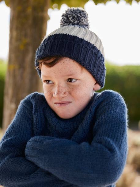 Colourblock Beanie + Snood + Gloves Set for Boys night blue - vertbaudet enfant 