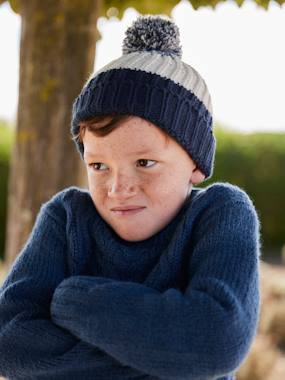 -Ensemble colorblock bonnet + snood + gants garçon
