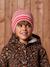 Girl's striped set: beanie + snood + mittens/gloves blush - vertbaudet enfant 