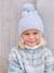 Ensemble fille bonnet, snood, gants en maille fantaisie gris chiné+ROSE - vertbaudet enfant 