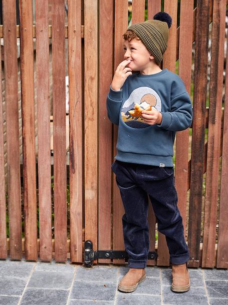 Corduroy Trousers, Easy to Slip On, for Boys navy blue+slate blue - vertbaudet enfant 