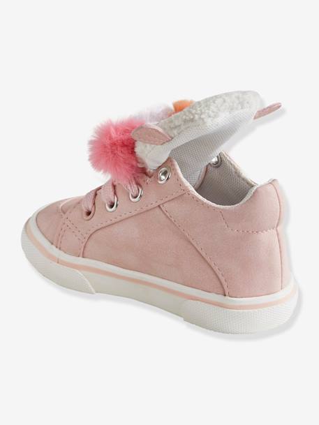 High Top Trainers for Baby Girls with 3 Pompons Light Pink - vertbaudet enfant 