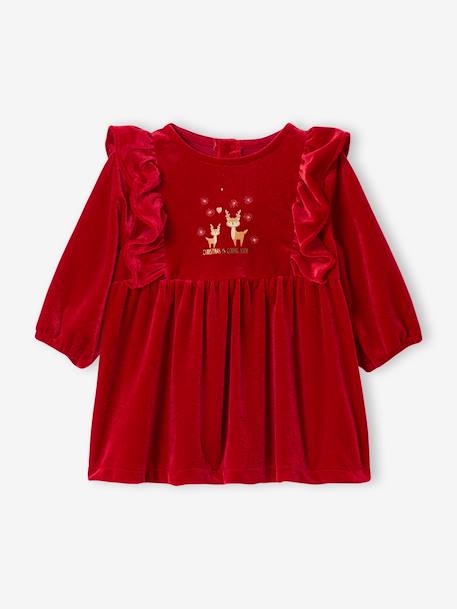 Ensemble naissance 3 pièces noël robe bandeau collants rouge - vertbaudet enfant 