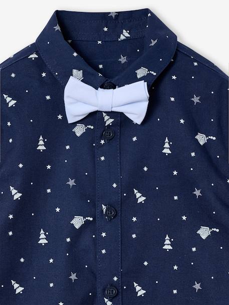 Boy's Christmas set: printed shirt + bow tie printed blue - vertbaudet enfant 