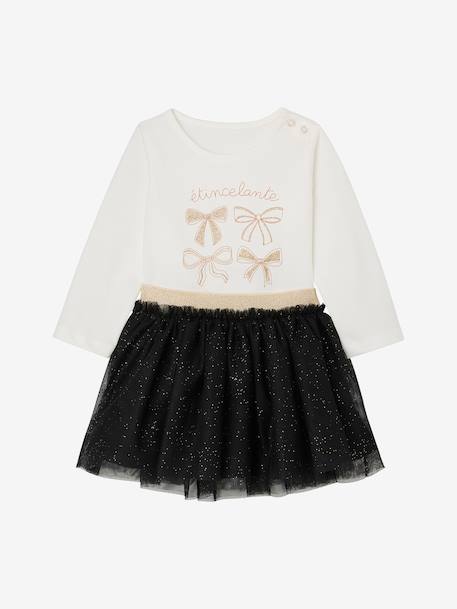 T-Shirt & Glittery Skirt Set for Baby Girls black - vertbaudet enfant 
