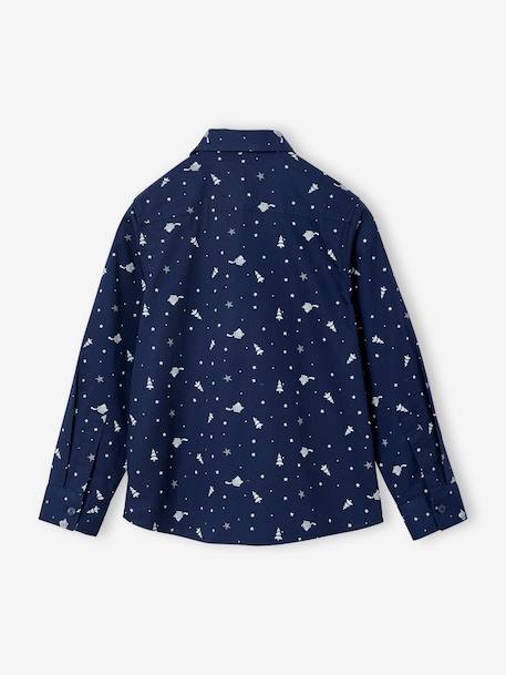 Boy's Christmas set: printed shirt + bow tie printed blue - vertbaudet enfant 
