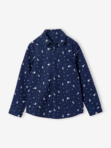 Boy's Christmas set: printed shirt + bow tie printed blue - vertbaudet enfant 