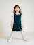 Velvet pinafore dress and cotton muslin blouse set for girls petrol blue - vertbaudet enfant 