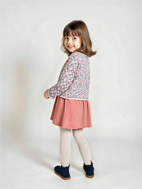 Dress & Quilted Jacket Set for Girls anthracite+dusky pink - vertbaudet enfant 