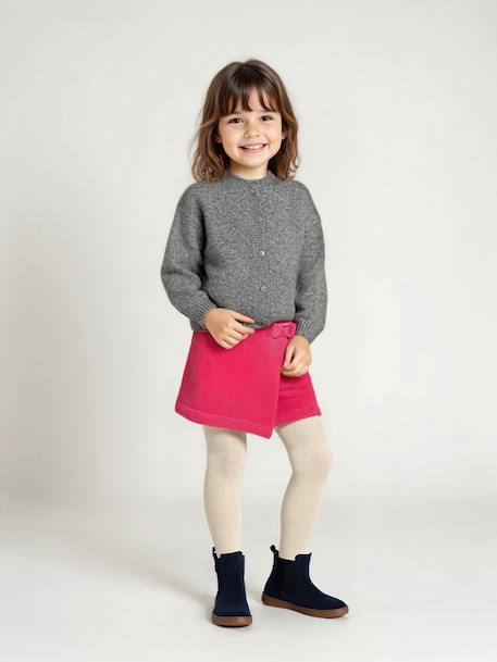 Soft Knit Cardigan for Girls marl grey+vanilla - vertbaudet enfant 