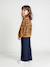 Girls' wide leggings lined with fleece knit emerald green+navy blue - vertbaudet enfant 