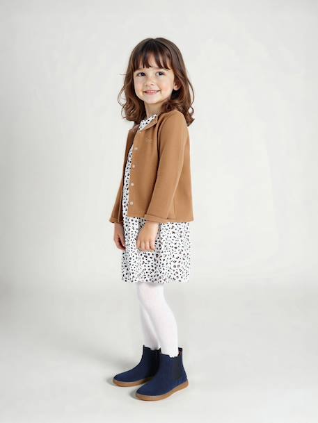 Dress & Jacket Outfit with Floral Print for Girls camel+grey green - vertbaudet enfant 