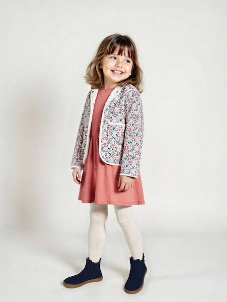 Dress & Quilted Jacket Set for Girls anthracite+dusky pink - vertbaudet enfant 