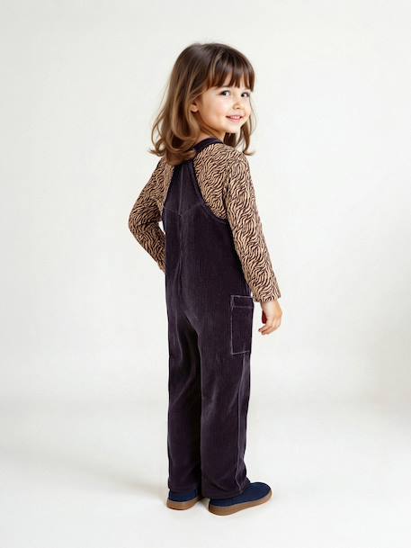 Set of t-shirt and cord dungarees girl anthracite - vertbaudet enfant 