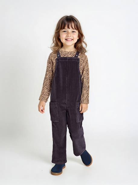 Set of t-shirt and cord dungarees girl anthracite - vertbaudet enfant 